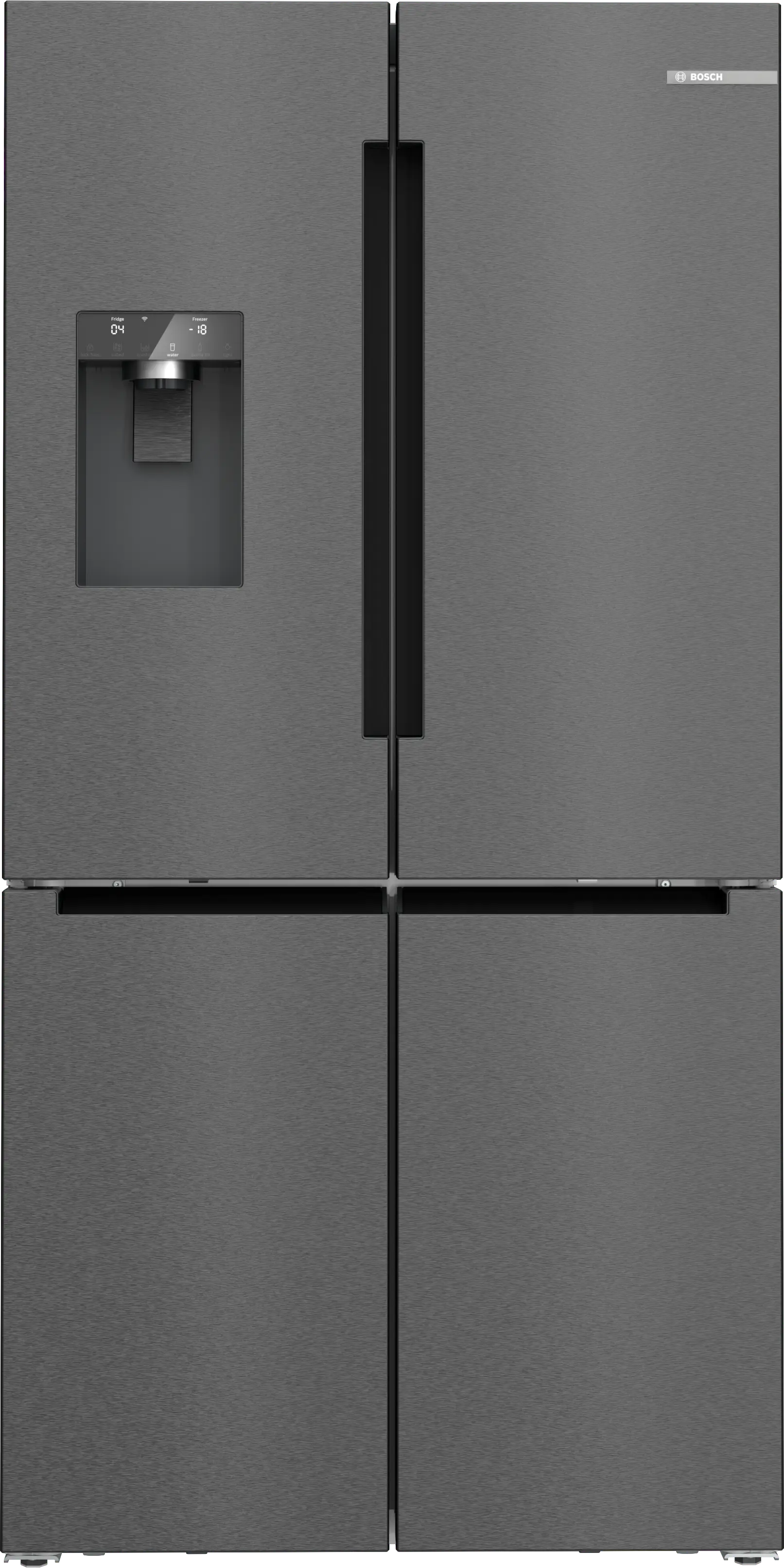 Serie 6 Gardırop Tipi Buzdolabı (French Door) 183 x 90,5 cm Parmak İzi Tutmaz Siyah, Total No Frost