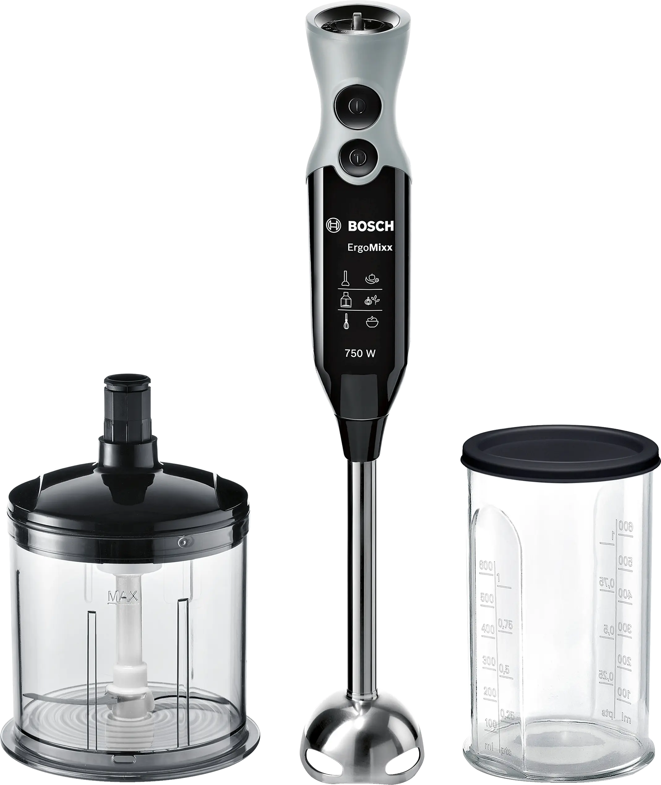 MSM67140 Hand blender ErgoMixx 750 W Black, Window grey