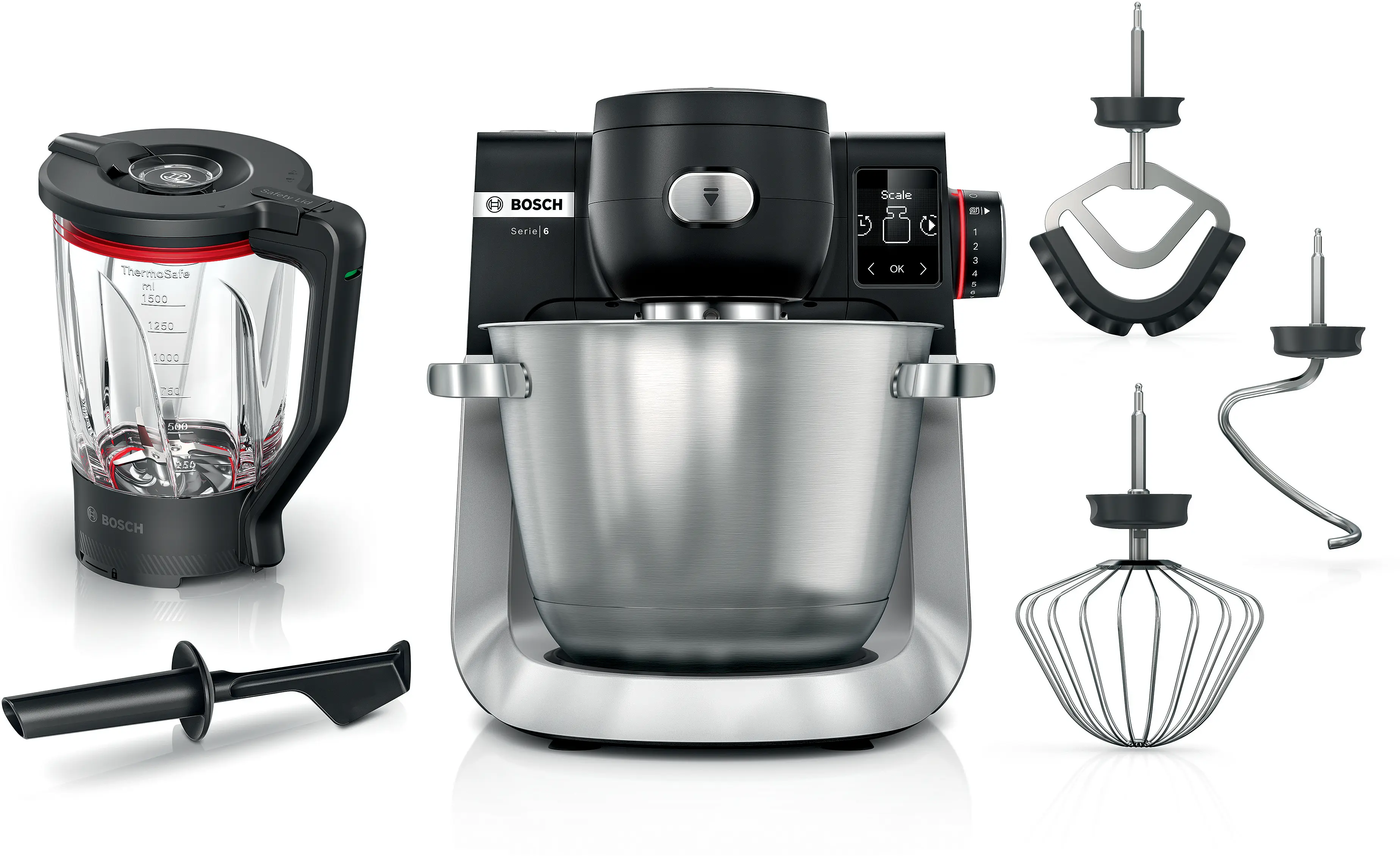 Serie 6 Mutfak Makinesi 1600 W Siyah, Paslanmaz çelik